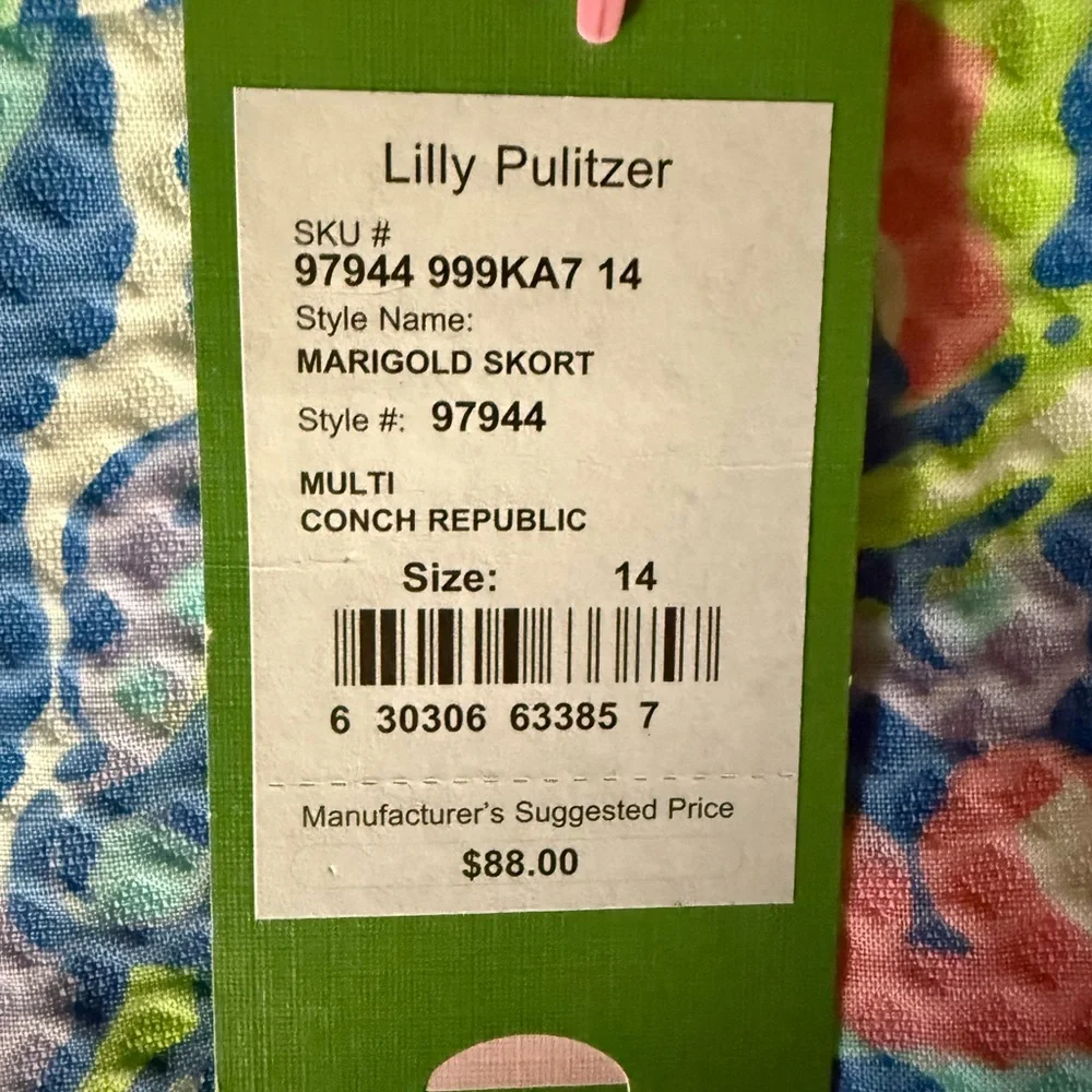 Lilly Pulitzer Marigold Skort Conch Republic Size 14 Brand New w/ Tags - Picture 10 of 16